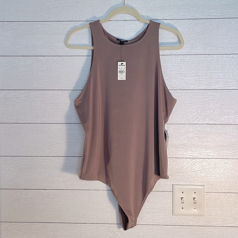 NWT Express Bodysuit Thong in Mauve/Dusty Purple XL